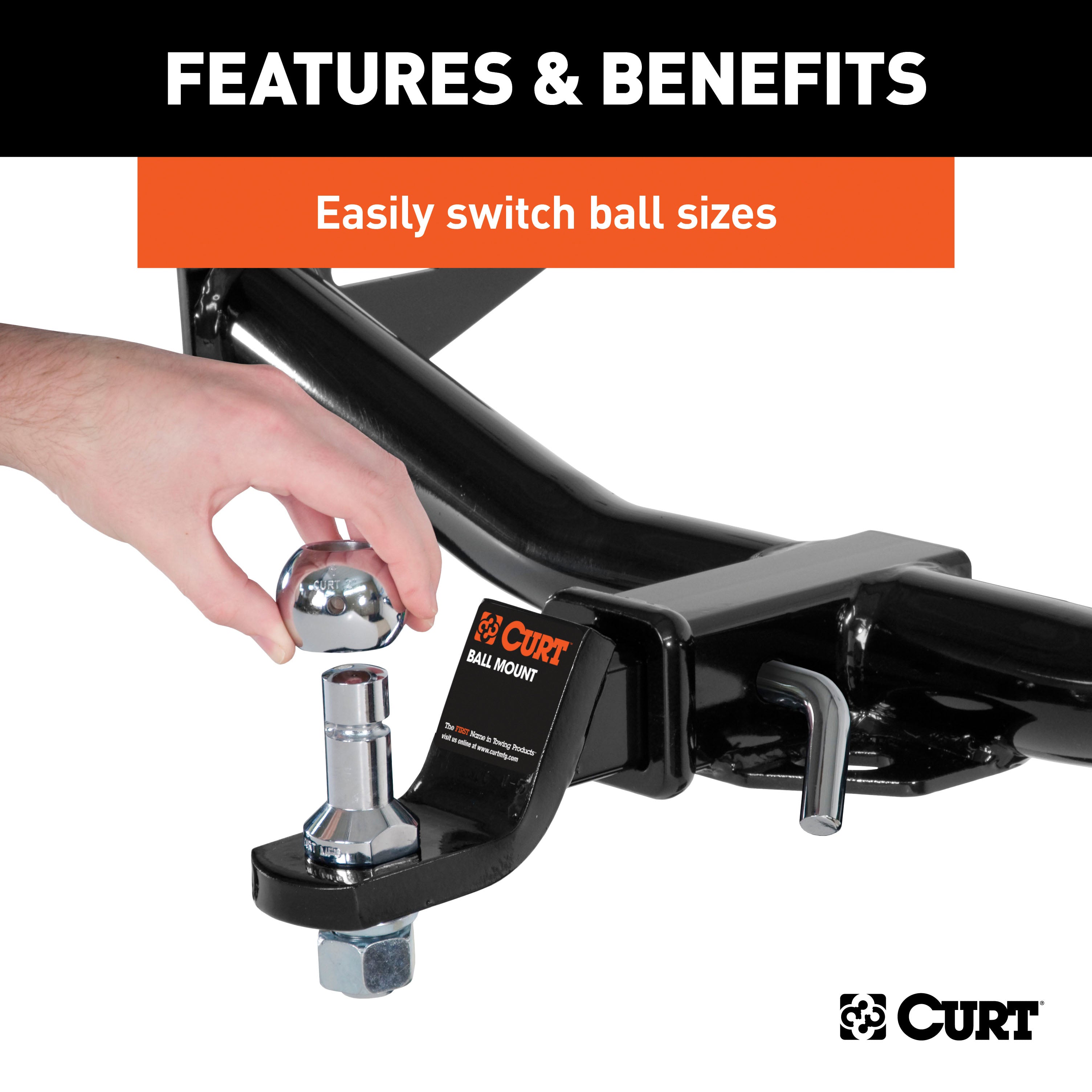 CURT 42225 Switch Ball Trailer Ball Set (1-7/8in.; 2in./2-5/16in. Balls; 1in. x 2-1/4in. Sh - Truck Part Superstore