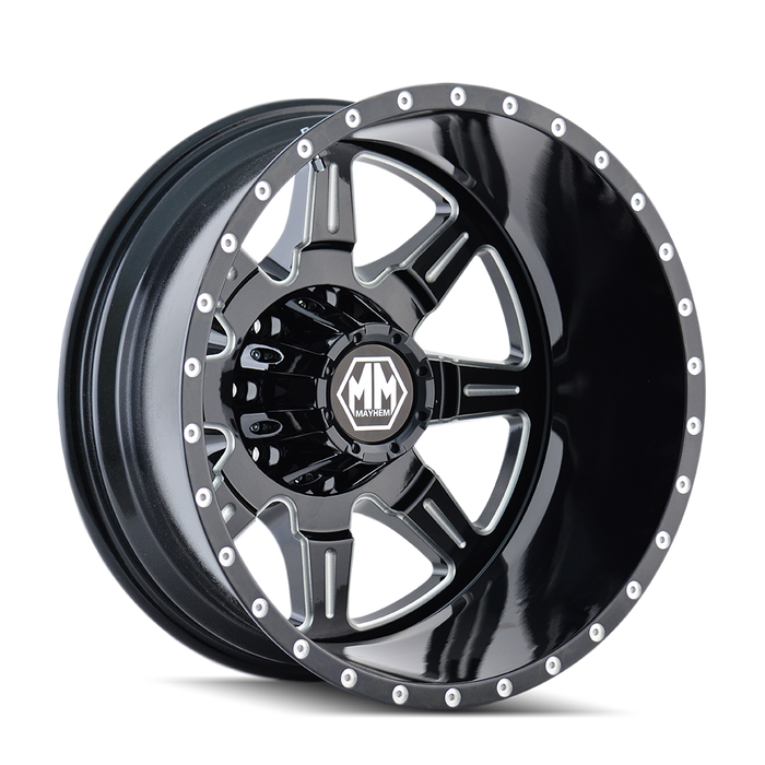 MAYHEM 8101-9677MR MONSTIR (8101) REAR BLACK/MILLED SPOKES 19.5X6.75 8x200 -143MM 142MM - Truck Part Superstore