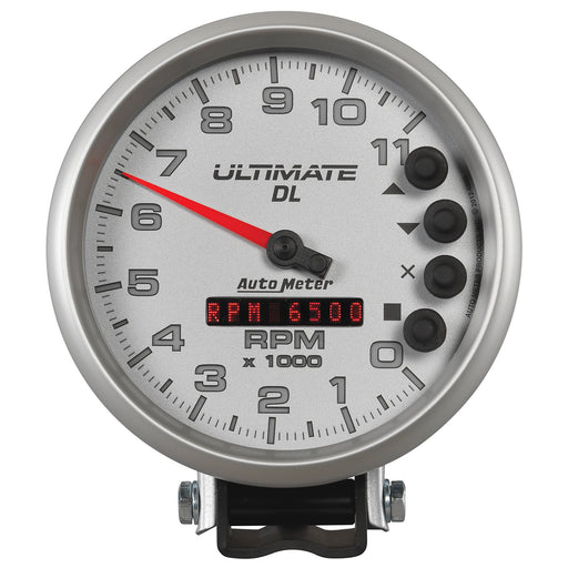 AutoMeter 6895 GAUGE; TACH; 5in.; 11K RPM; PEDESTAL; DATALOGGING; ULTIMATE DL PLAYBACK; SILVER - Truck Part Superstore