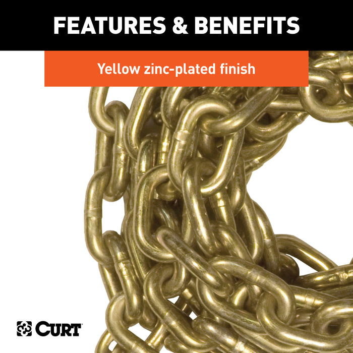 CURT 80305 14ft. Transport Binder Safety Chain with 2 Clevis Hooks (18;800 lbs; Yellow Zinc - Truck Part Superstore
