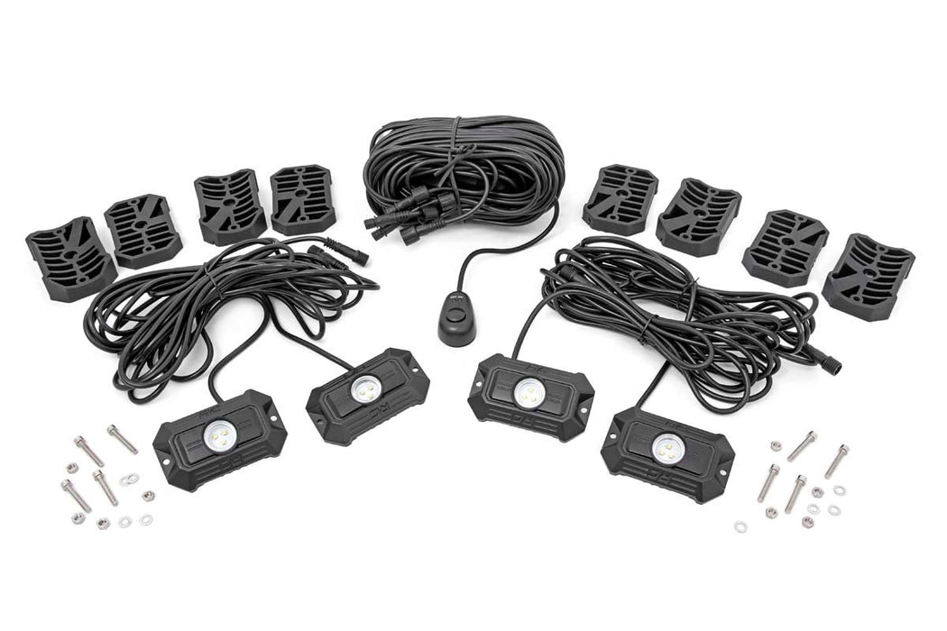 Rough Country 70980 Deluxe LED Rock Light Kit 4 Pods Rough Country - Truck Part Superstore