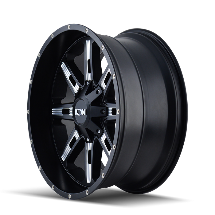 ION 184-8978M18 184 (184) SATIN BLACK/MILLED SPOKES 18X9 8-180 18MM 130.8MM - Truck Part Superstore