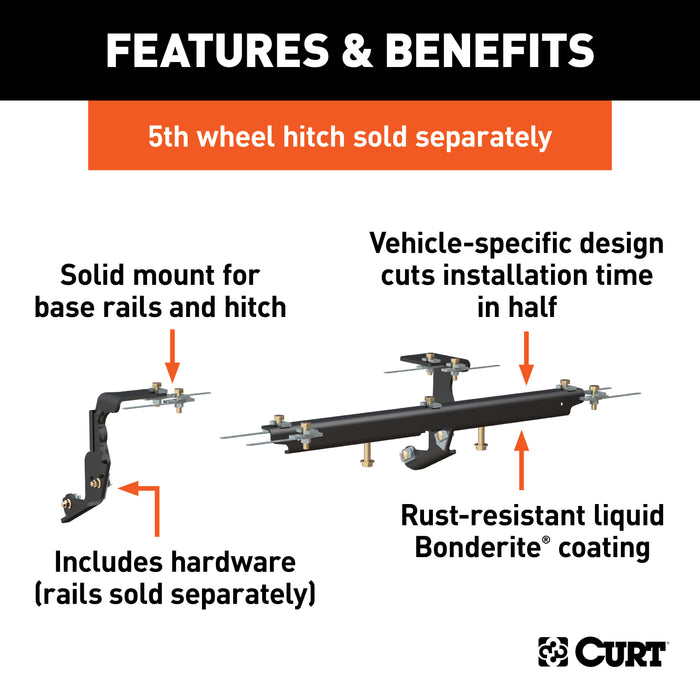 CURT 16444 Custom 5th Wheel Brackets; Select Ram 1500 with Factory Air Suspension - Truck Part Superstore