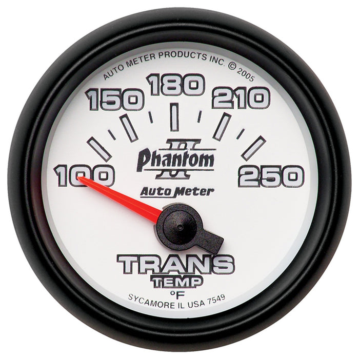 AutoMeter 7549 GAUGE; TRANSMISSION TEMP; 2 1/16in.; 100-250deg.F; ELECTRIC; PHANTOM II - Truck Part Superstore