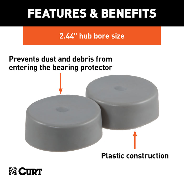 CURT 23244 CURT 23244 2.44-Inch Trailer Wheel Bearing Protector Dust Covers; 2-Pack - Truck Part Superstore