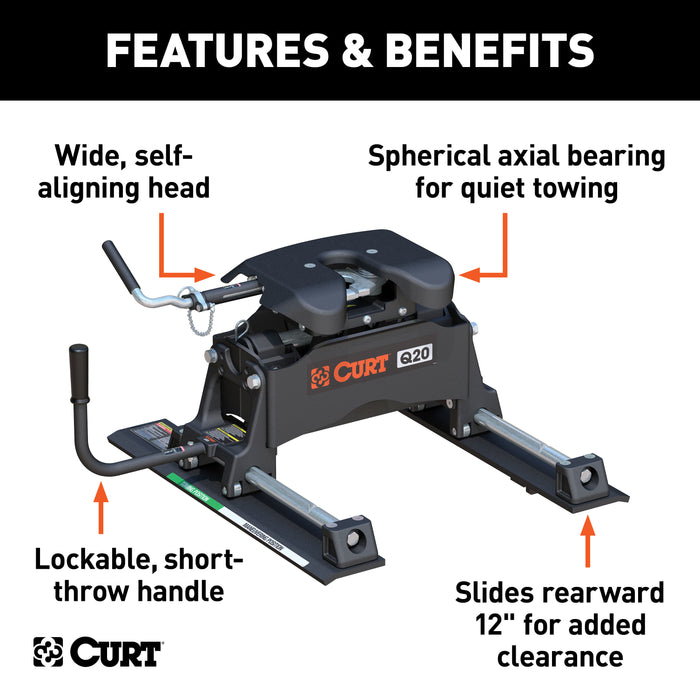 CURT 16536 CURT 16536 Q20 5th Wheel Slider Hitch for Short Bed Trucks; 20;000 lbs - Truck Part Superstore