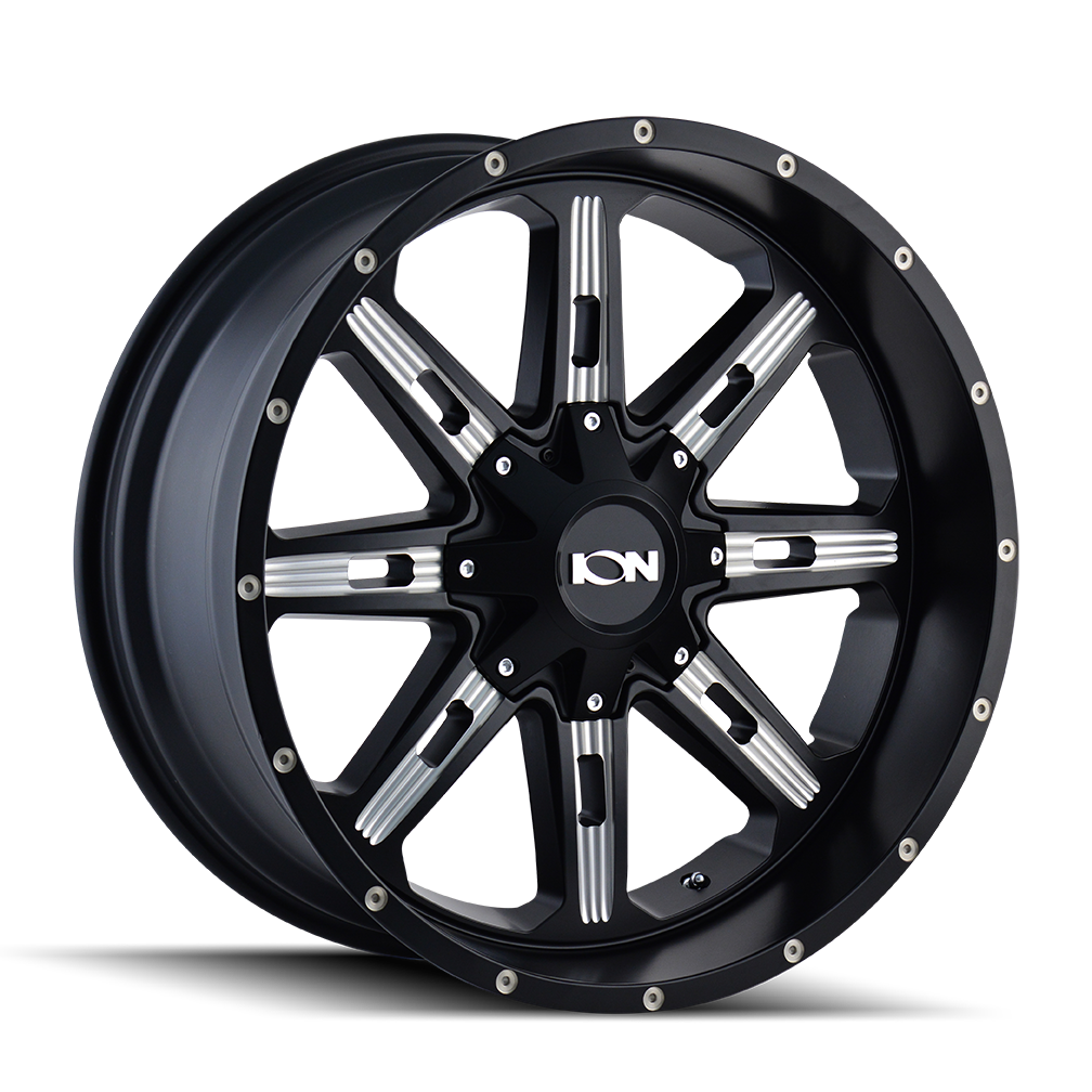 ION 184-2137M 184 (184) SATIN BLACK/MILLED SPOKES 20X10 6-135/6-139.7 -19MM 108MM - Truck Part Superstore