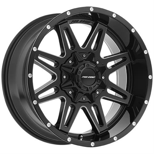 Pro Comp Alloy Wheels 8142-29526 Series 8142 Blockade 20x9.5 with 5 on 150 and 5 on 5.5 Bolt Pattern Gloss Black Milled Pro Comp Alloy Wheels - Truck Part Superstore