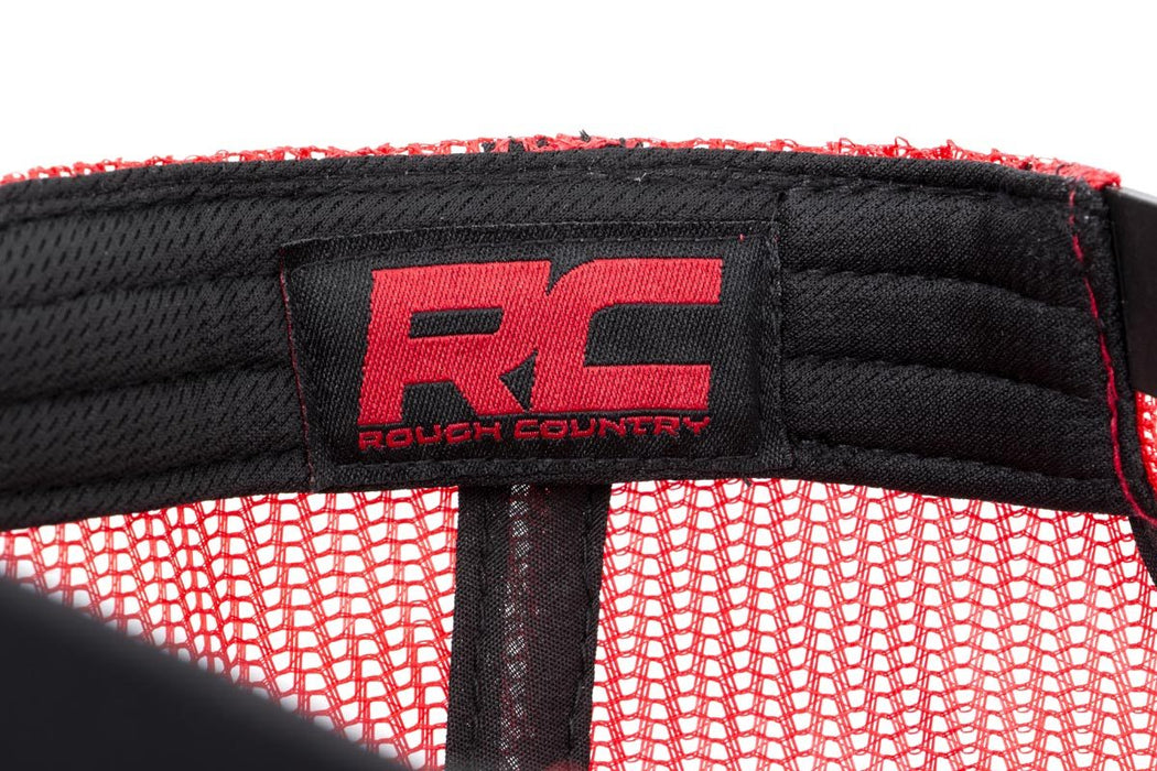 Rough Country 84124 Rough Country Mesh Hat Black & Red Rough Country - Truck Part Superstore