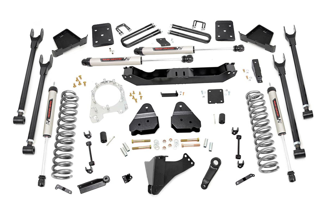 Rough Country 50770 6 Inch Ford 4-Link Suspension Lift Kit No Rear Overload Springs 4 Inch Axle Diam w/V2 Shocks 17-19 F-250/350 4WD Diesel Rough Country - Truck Part Superstore