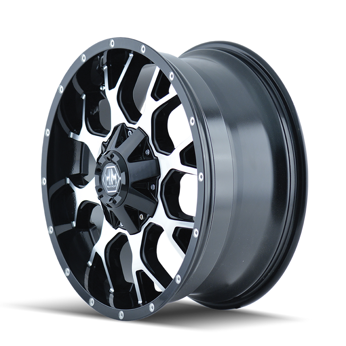 MAYHEM 8015-2152B WARRIOR (8015) BLACK/MACHINED FACE 20X10 5x5/5x5.5 -25MM 87MM - Truck Part Superstore