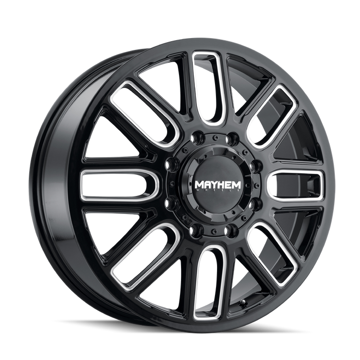 MAYHEM 8107D-2879BMR232 COGENT DUALLY (8107) GLOSS BLACK W/MILLED SPOKES 20X8.25 8-210 -232mm 154.2mm - Truck Part Superstore