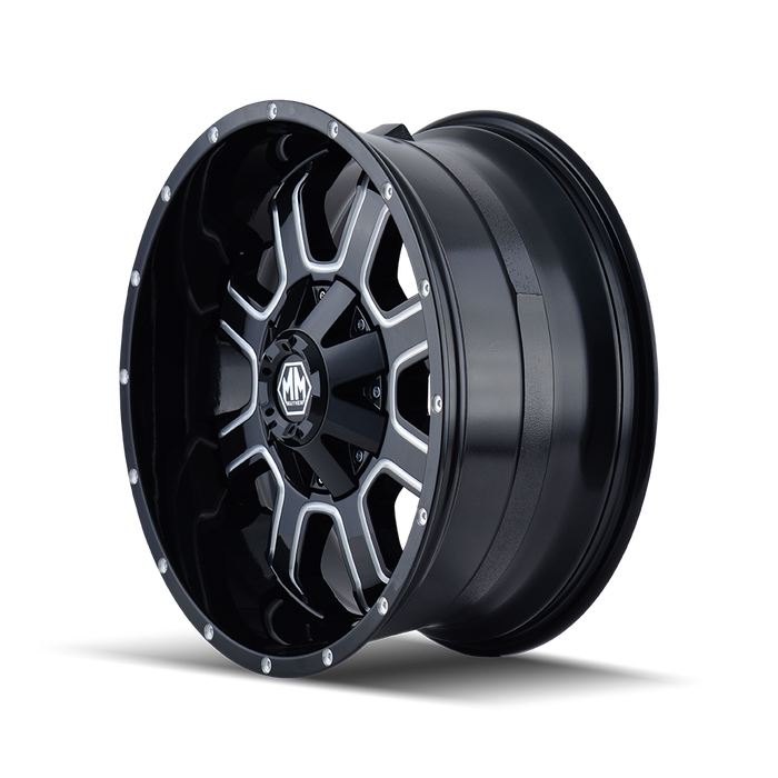 MAYHEM 8103-8978M18 FIERCE (8103) GLOSS BLACK/MILLED SPOKES 18X9 8x180 18MM 130.8MM - Truck Part Superstore