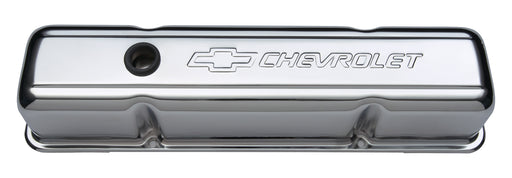 Proform 141-101 Engine Valve Covers; Stamped Steel; Tall; Chrome; w/ Bowtie Logo; Fits SB Chevy - Truck Part Superstore