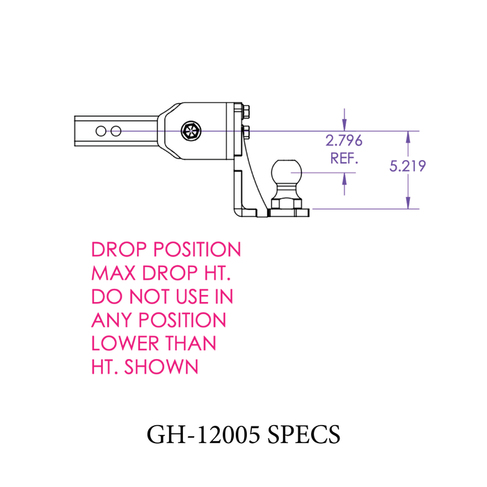 GEN-Y Hitch GH-12005 GLYDER TORSION-FLEX 2" Shank 6" drop .4K-.7K TW 7K Hitch & Ball 1" Dia Hole - Truck Part Superstore