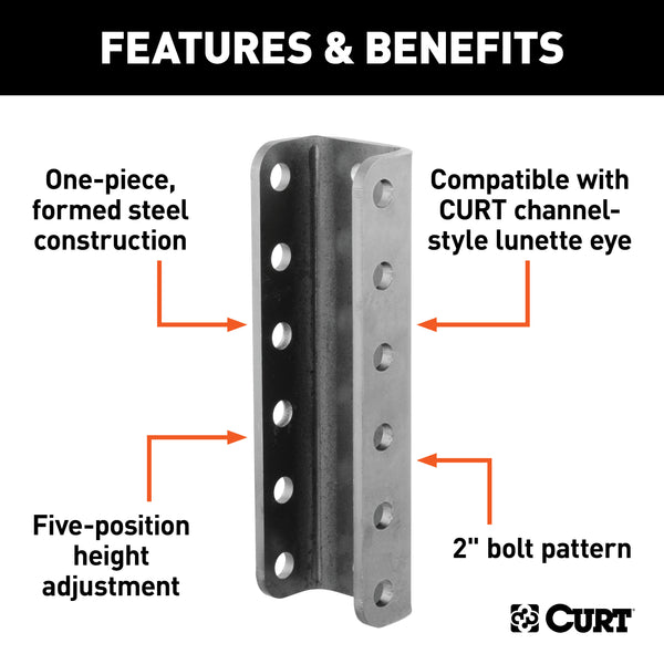 CURT 48650 Adjustable Coupler Channel (3in. I.D.; 11-3/4in. High) - Truck Part Superstore