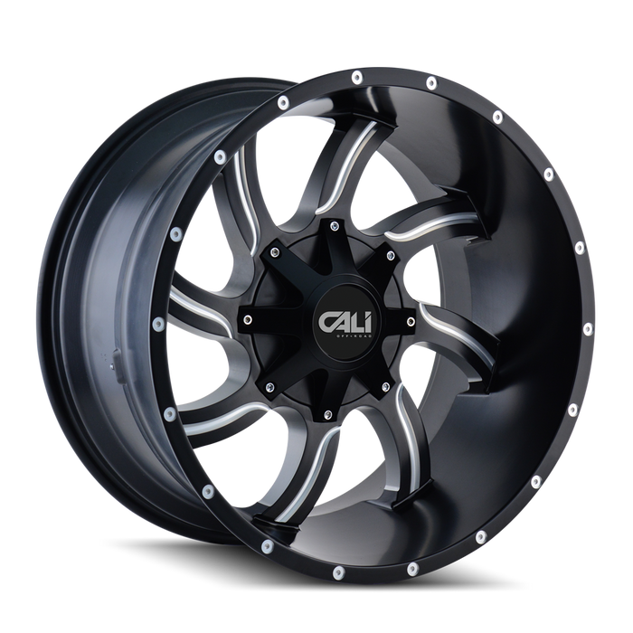 CALI OFF-ROAD 9102-2952M18 TWISTED (9102) SATIN BLACK/MILLED SPOKES 20X9 5-127/5-139.7 18MM 87MM - Truck Part Superstore