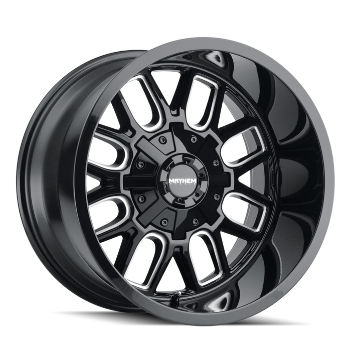 MAYHEM 8107-22176BM COGENT (8107) GLOSS BLACK/MILLED SPOKES 22X10 8-165.1/8-170 -19mm 130.8mm - Truck Part Superstore