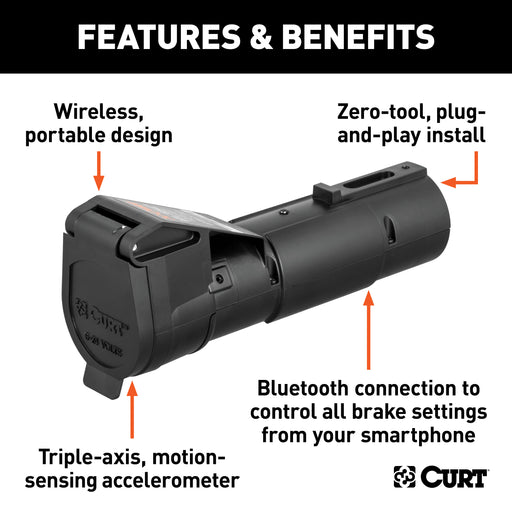 CURT 51180 Echo Mobile Trailer Brake Controller; 7-Way; Bluetooth Smartphone Connection - Truck Part Superstore