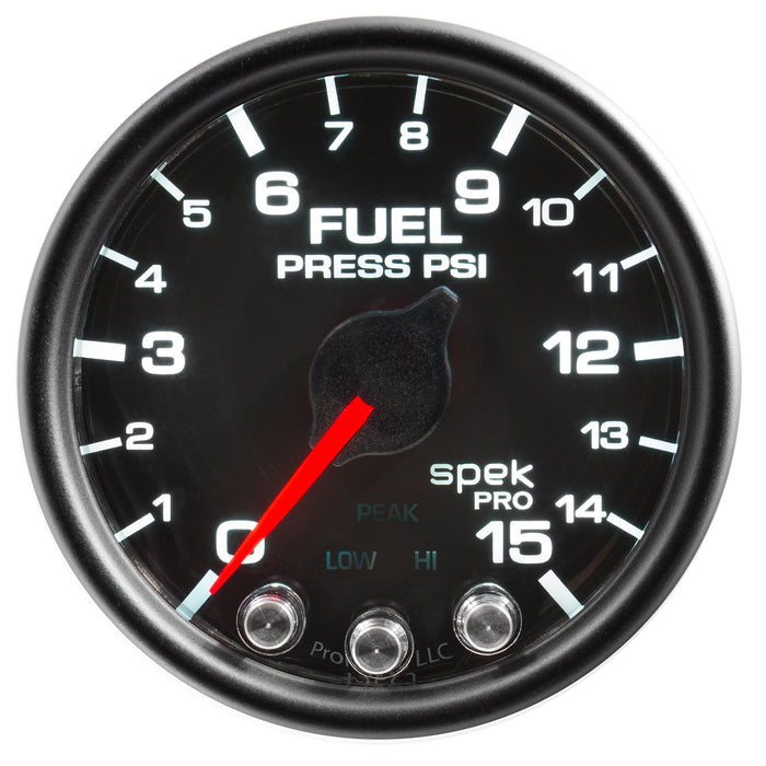 AutoMeter P31532 GAUGE; FUEL PRESS; 2 1/16in.; 15PSI; STEPPER MOTOR W/PEAK/WARN; BLK/BLK; SPEK - Truck Part Superstore