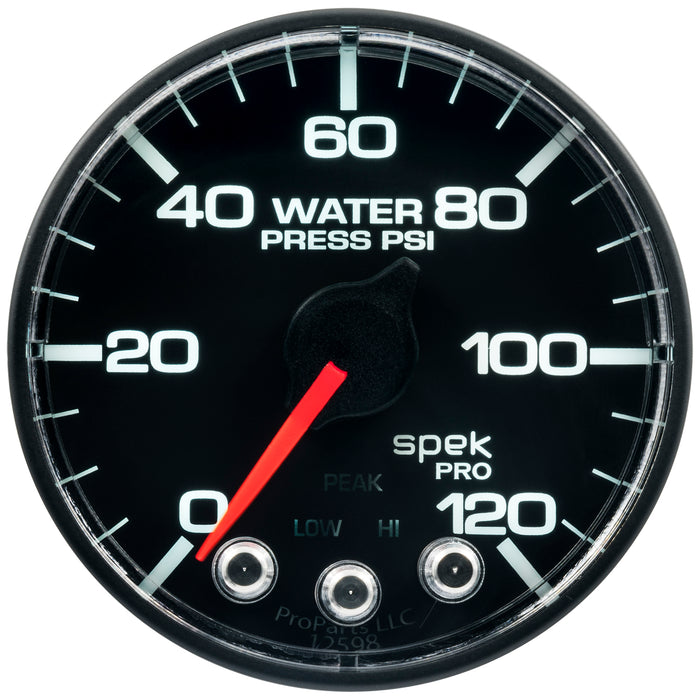 AutoMeter P345324 GAUGE; WATER PRESS; 2 1/16in.; 120PSI; STPR MTR W/PK/WRN; BK/BK; SPEK; NO O-RING - Truck Part Superstore