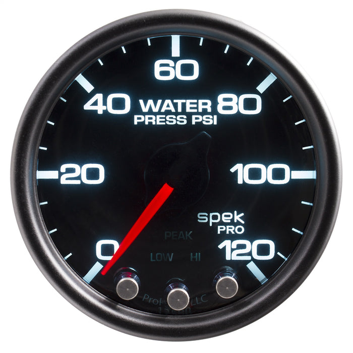 AutoMeter P34552 GAUGE; WATER PRESS; 2 1/16in.; 120PSI; STEPPER MTR W/PK/WRN; BLK/SMOKE/BLK; SPEK - Truck Part Superstore