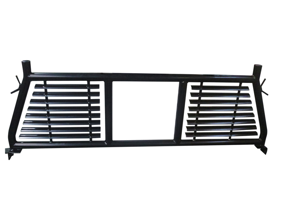 TrailFX H0003B Round Tube Louver With Rear Cab Window Cut Out Powder Coated Black Steel - Truck Part Superstore