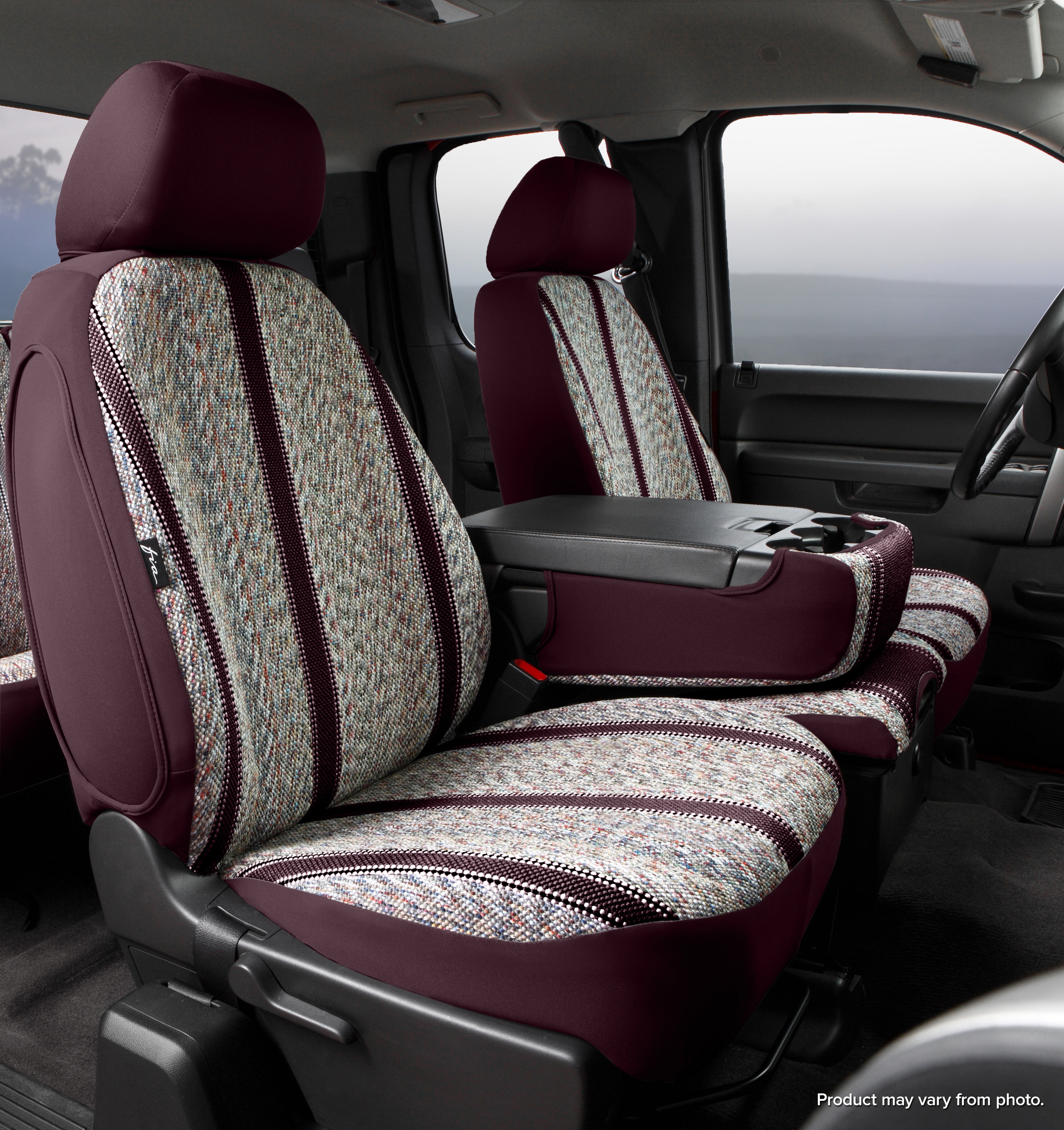 FIA TR47-4 WINE Wrangler™ Custom Seat Cover; Saddle Blanket; Wine; Split Seat 40/20/40; Armrest; - Truck Part Superstore