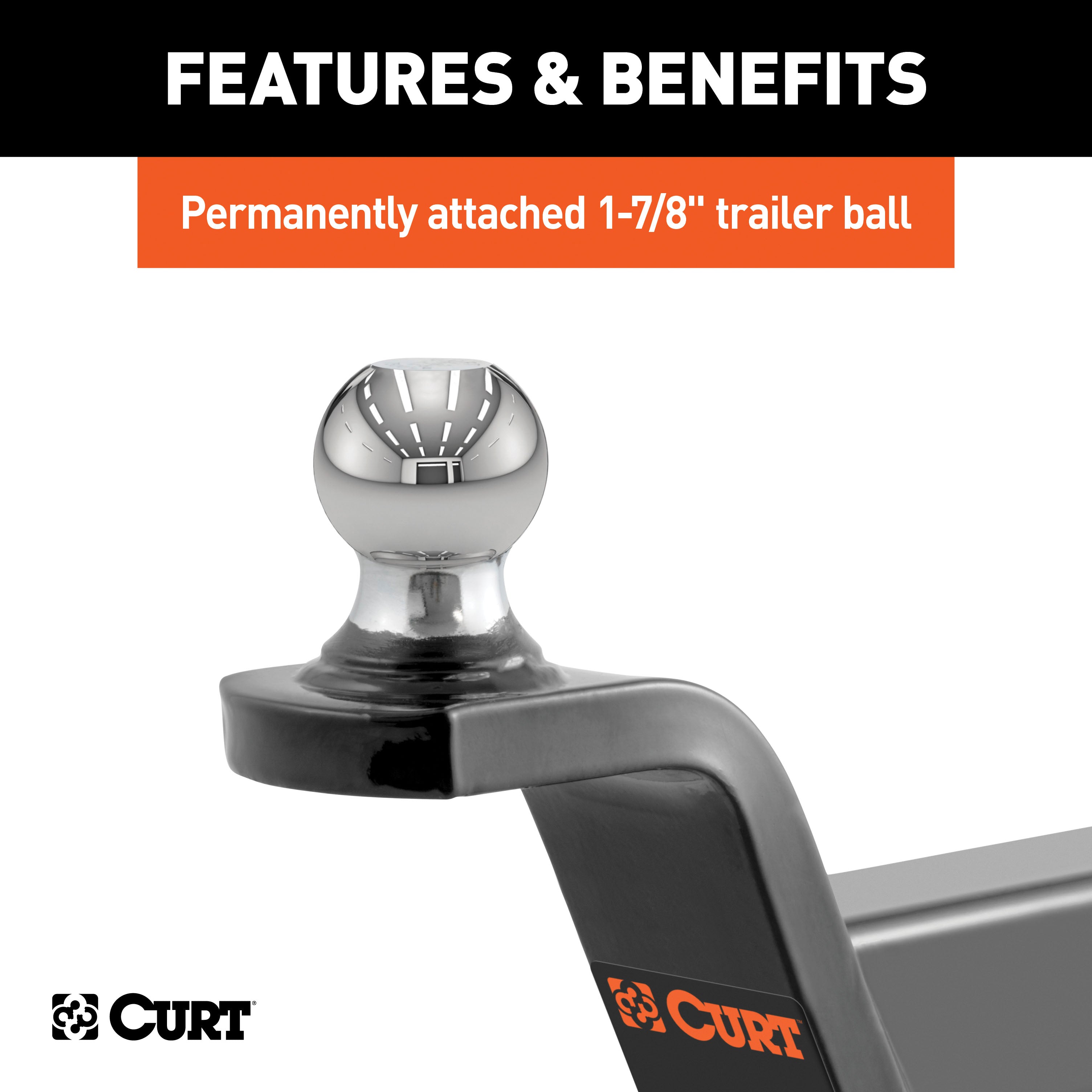 CURT 45152 Fusion Ball Mount with 1-7/8in. Ball (2in. Shank; 5;000 lbs.; 2in. Rise) - Truck Part Superstore