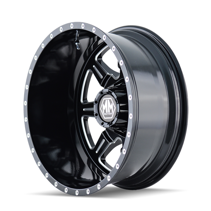 MAYHEM 8101-9677MR MONSTIR (8101) REAR BLACK/MILLED SPOKES 19.5X6.75 8x200 -143MM 142MM - Truck Part Superstore