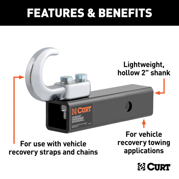 CURT 45825 CURT 45825 Tow Hook Trailer Hitch Ball Mount; Fits 2-Inch Receiver - Truck Part Superstore