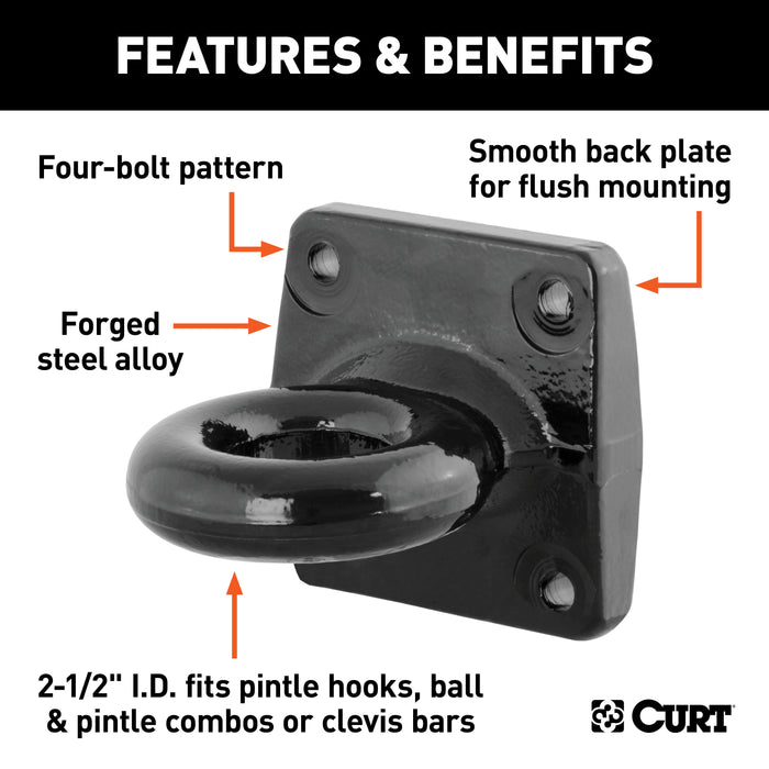 CURT 48550 Flush-Mount Lunette Ring (35;000 lbs.; 2-1/2in. I.D.) - Truck Part Superstore