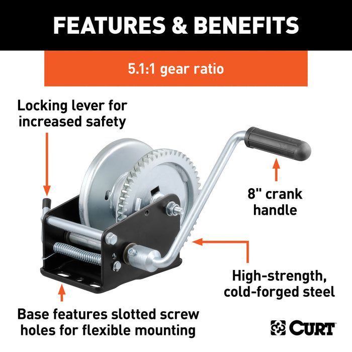 CURT 29427 Hand Crank Win. (1;700 lbs; 8in. Handle) - Truck Part Superstore