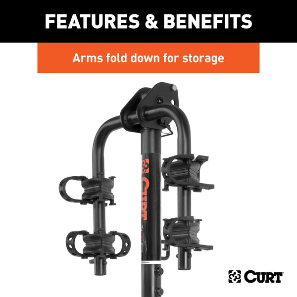 CURT 18029 Hitch-Mounted Bike Rack (2 Bikes; 1-1/4in. or 2in. Shank) - Truck Part Superstore