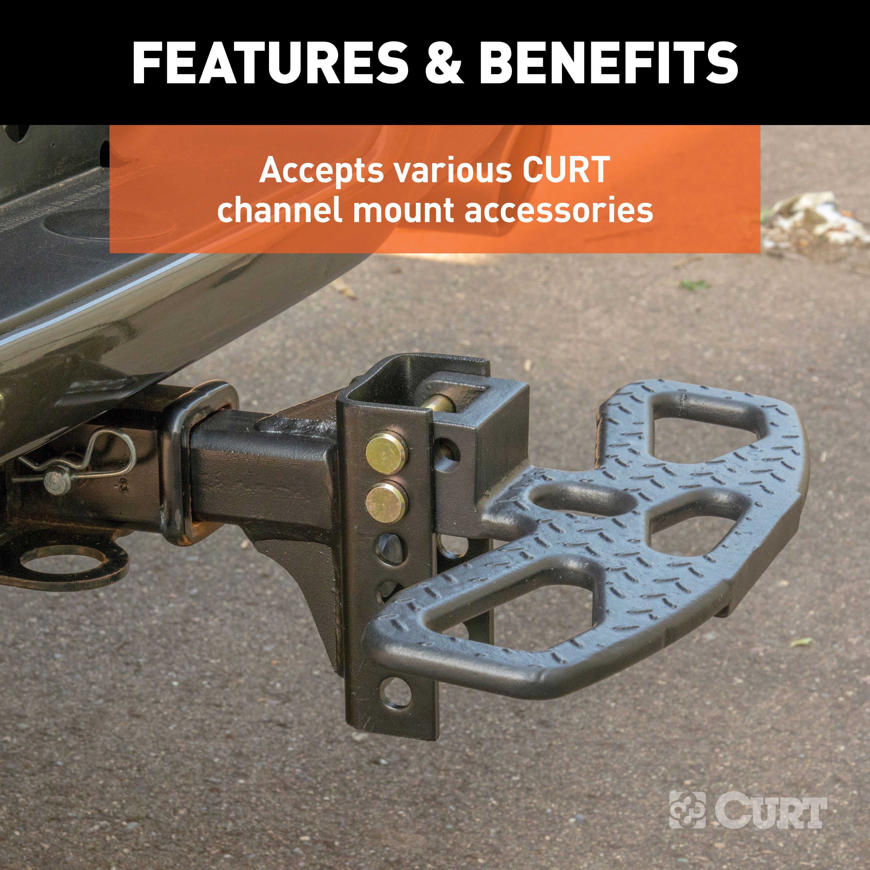 CURT 45901 Adjustable Channel Mount with 1in. Ball Hole (2in. Shank; 6;000 lbs.; 6-3/4in. D - Truck Part Superstore