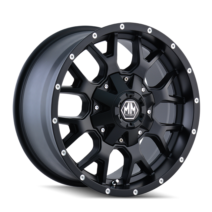 MAYHEM 8015-2976MB18 WARRIOR (8015) MATTE BLACK 20X9 8-165.1/8-170 18MM 130.8MM - Truck Part Superstore