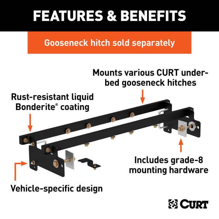 CURT 60632 Double Lock Gooseneck Installation Brackets; Select Silverado; Sierra 1500 - Truck Part Superstore