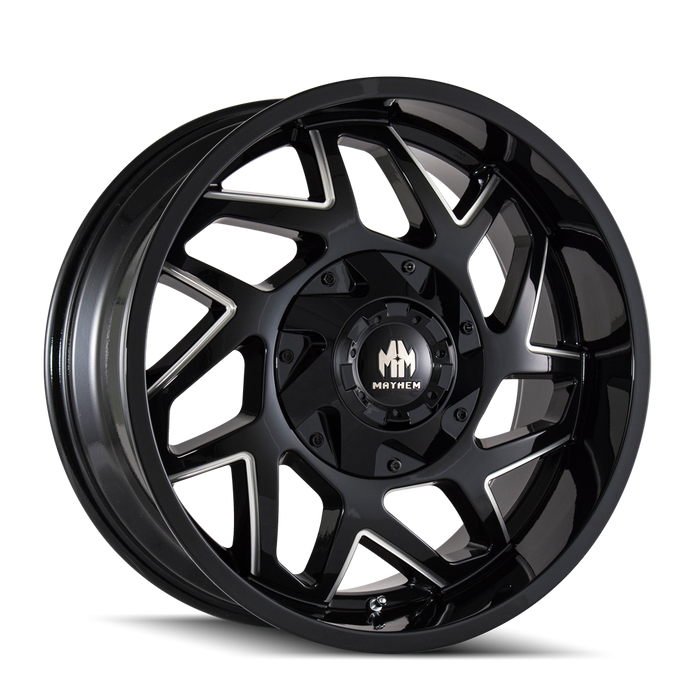 MAYHEM 8106-2976BM HATCHET (8106) BLACK W/MILLED SPOKES  20X9 8x6.5/8x170 0MM 130.8MM - Truck Part Superstore