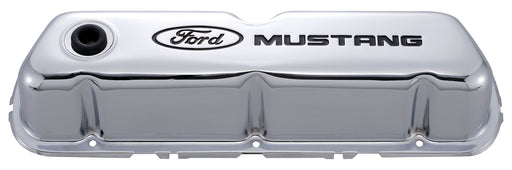 Proform 302-100 Engine Valve Covers; Tall Style; Steel; Chrome with Mustang Logo; For SB Ford - Truck Part Superstore