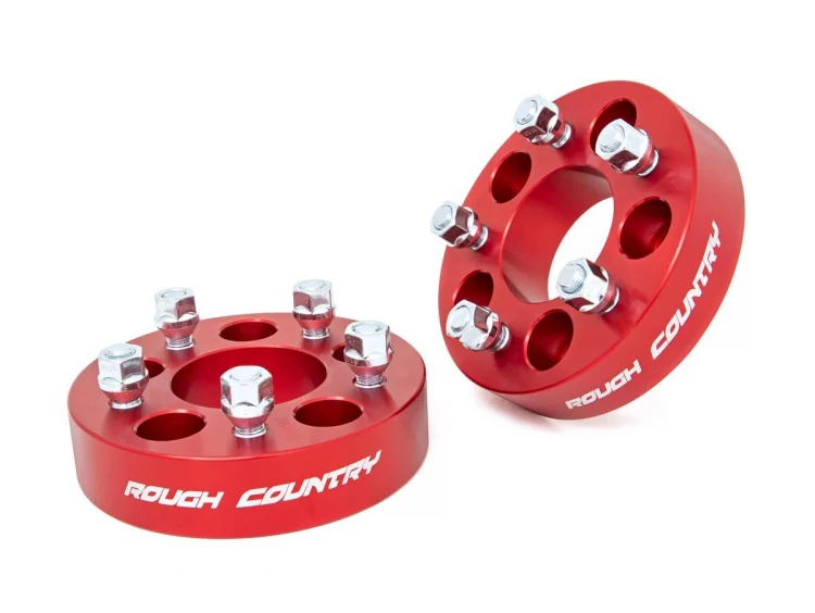 Rough Country 1090RED 1.5 Inch Wheel Spacers Red 5 x 4.5 Bolt Pattern Pair 84-01 Cherokee XJ 86-92 Comanche MJ 87-95 Wrangler YJ 93-98 Grand Cherokee ZJ 97-06 Wrangler TJ Rough Country - Truck Part Superstore