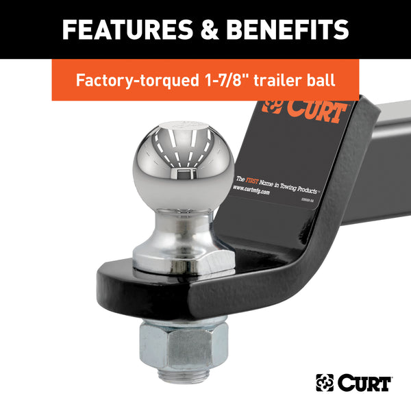 CURT 45035 Loaded Ball Mounts with 1-7/8in. Balls (2in. Shank; 3;500 lbs.; 2in. Drop; 3-Pac - Truck Part Superstore