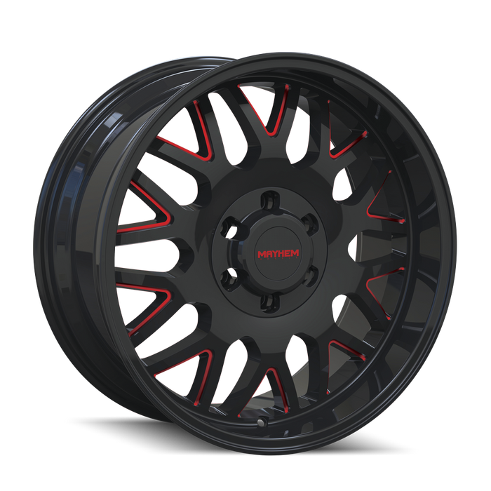 MAYHEM 8110-2936BTR18 TRIPWIRE (8110) BLACK W/PRISM RED 20X9 6-135 18mm 87.1mm - Truck Part Superstore