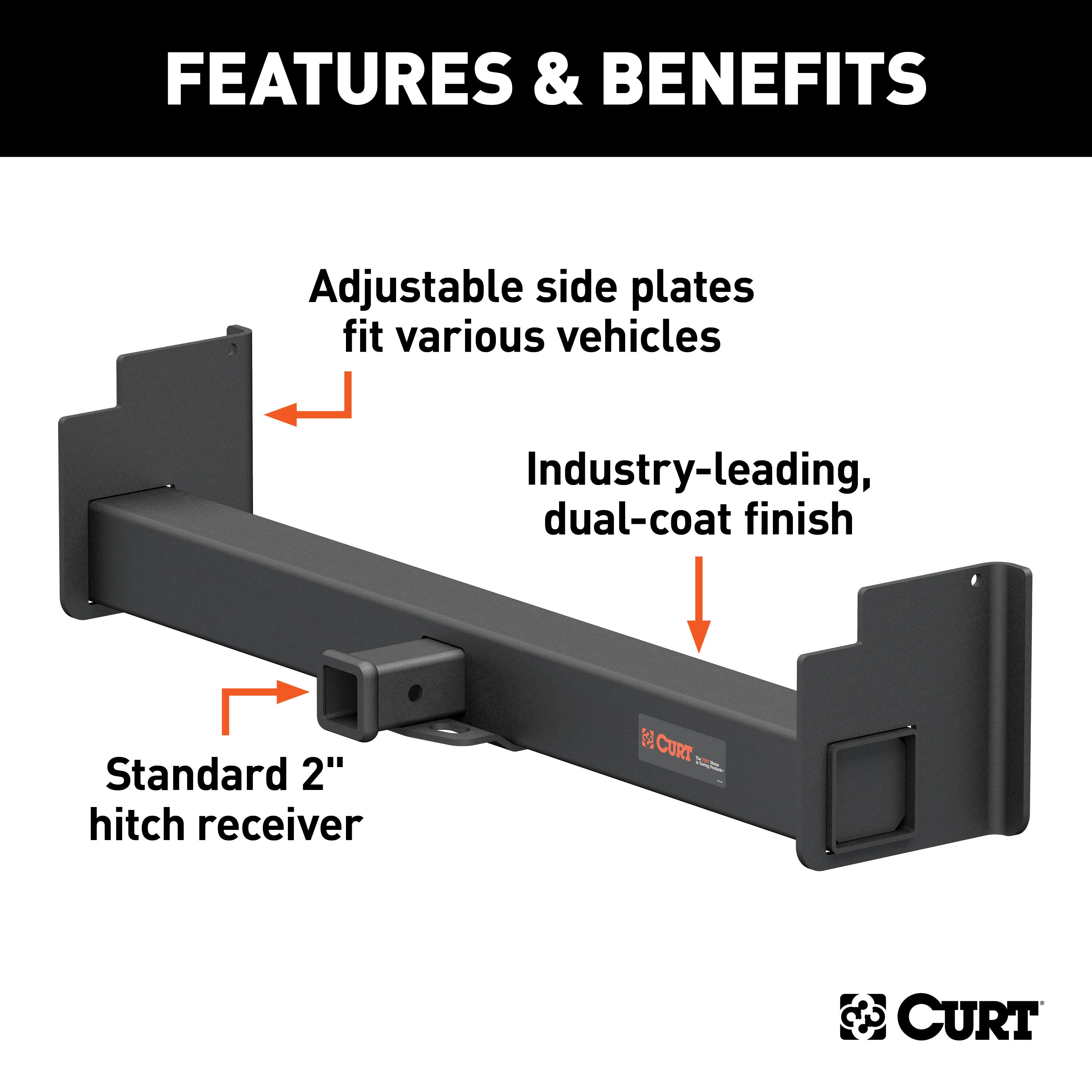 CURT 15901 Universal Weld-On Trailer Hitch; 2in. Receiver (18in