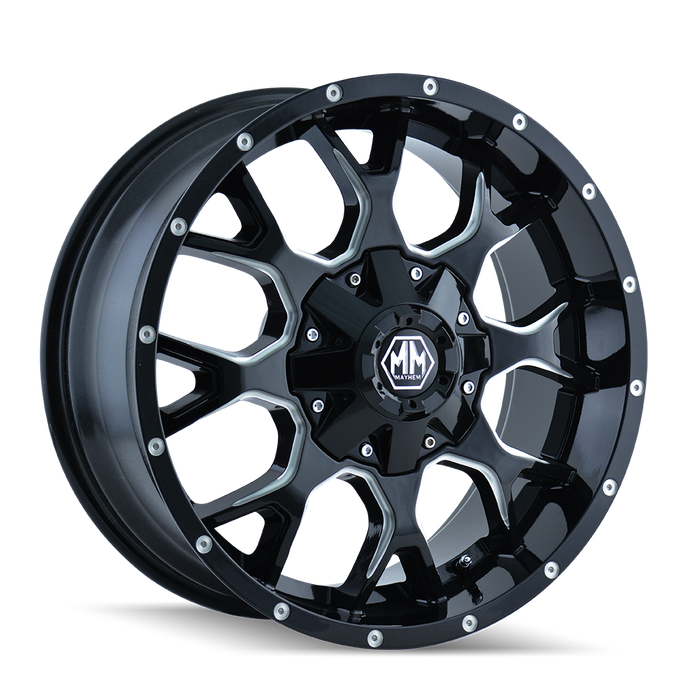 MAYHEM 8015-7937BTB WARRIOR (8015) BLACK W/PRISM BLUE 17X9 6x135/6x5.5 -12mm 106mm - Truck Part Superstore