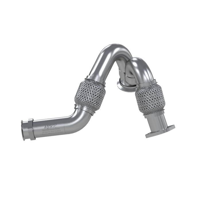 MBRP FAL2313 Turbo Exhaust Up-Pipe Dual For 03-07 Ford 6.0L Powerstroke Aluminized Steel Carb EO Num. D-763-3 For 03-07 Ford 6.0L Powerstroke MBRP - Truck Part Superstore